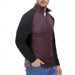 Men's Sweatshirt Quarter Zip Sweatshirt White Red Royal Blue Blue Green Half Zip Color Block Patchwork Sports & Outdoor Daily Holiday Streetwear Basic Casual Spring & Fall Clothing Apparel Hoodies