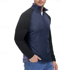 Men's Sweatshirt Quarter Zip Sweatshirt White Red Royal Blue Blue Green Half Zip Color Block Patchwork Sports & Outdoor Daily Holiday Streetwear Basic Casual Spring & Fall Clothing Apparel Hoodies