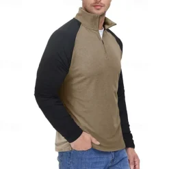 Men's Sweatshirt Quarter Zip Sweatshirt White Red Royal Blue Blue Green Half Zip Color Block Patchwork Sports & Outdoor Daily Holiday Streetwear Basic Casual Spring & Fall Clothing Apparel Hoodies