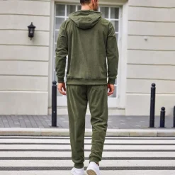 Men's Sweatshirt Tracksuit Sweatsuit Black Army Green Red Navy Blue Light Grey Hooded Plain Drawstring 2 Piece Sports & Outdoor Daily Holiday Streetwear Basic Casual Winter Spring & Fall Clothing