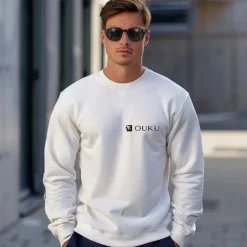 Men's Sweatshirt White Dark Gray Crew Neck Plain Sports & Outdoor Casual Daily non-printing Streetwear Cool Casual Spring & Fall Clothing Apparel Hoodies Sweatshirts Long Sleeve Loose Fit