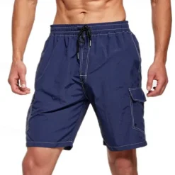Men's Swim Shorts Board Shorts Swim Trunks Solid / Plain Color Quick dry Breathable Drawstring Elastic Waist Vacation Beach Hawaiian Casual Black White