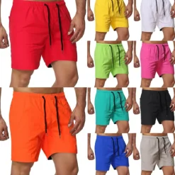 Men's Swim Shorts Swim Trunks Board Shorts Beach Shorts Running Shorts Drawstring Elastic Waist Plain Print Quick Dry Outdoor Short Casual Beach Cotton Blend Shorts Casual / Sporty Green Black