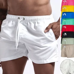 Men's Swim Shorts Swim Trunks Quick Dry Board Shorts Bathing Suit Breathable Drawstring With Pockets - Swimming Surfing Beach Water Sports Solid Colored Spring Summer