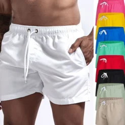 Men's Swim Shorts Swim Trunks Quick Dry Board Shorts Bathing Suit Breathable Drawstring With Pockets - Swimming Surfing Beach Water Sports Solid Colored Spring Summer
