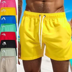 Men's Swim Shorts Swim Trunks Quick Dry Board Shorts Bathing Suit Breathable Drawstring With Pockets - Swimming Surfing Beach Water Sports Solid Colored Spring Summer
