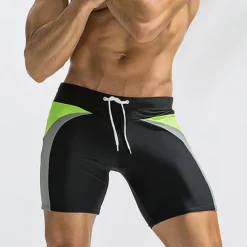 Men's Swim Trunks Board Shorts Swim Brief Pocket Drawstring Elastic Waist Color Block Comfort Breathable Short Casual Daily Holiday Fashion Streetwear Black Deep Blue Micro-elastic