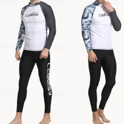 Men's Swim Trunks Rash guard Swimsuit Lightweight Long Sleeve Swimwear Swimsuit 2 Piece Swimming Surfing Beach Water Sports Printed Summer Spring Autumn
