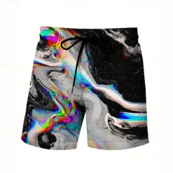 Men's Swim Trunks Swim Shorts 4-Way Stretch Fabric Board Shorts Bottoms Drawstring with Pockets Swimming Surfing Beach Water Sports Printed Summer Spring
