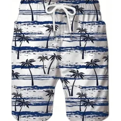 Men's Swim Trunks Swim Shorts 4-Way Stretch Fabric Board Shorts Bottoms Drawstring with Pockets Swimming Surfing Beach Water Sports Tropical Printed Summer Spring