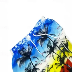 Men's Swim Trunks Swim Shorts Board Shorts Bottoms Drawstring with Pockets Swimming Surfing Beach Water Sports Tropical Printed Summer Spring