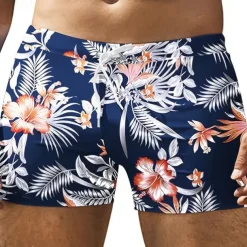 Men's Swim Trunks Swim Shorts Swimwear Bottoms Drawstring Swimming Surfing Beach Water Sports Floral Printed Summer Spring