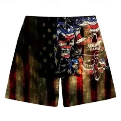Men's Swim Trunks Swim Shorts 4-Way Stretch Fabric Board Shorts Bottoms Drawstring with Pockets Swimming Surfing Beach Water Sports Printed National Flag Summer Spring