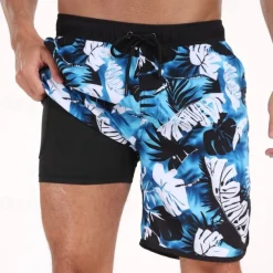 Men's Swim Trunks Swim Shorts Board Shorts Bathing Suit Drawstring with Pockets Swimming Surfing Beach Water Sports Printed Summer Spring