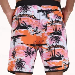 Men's Swim Trunks Swim Shorts Board Shorts Bathing Suit Drawstring with Pockets Swimming Surfing Beach Water Sports Printed Summer Spring