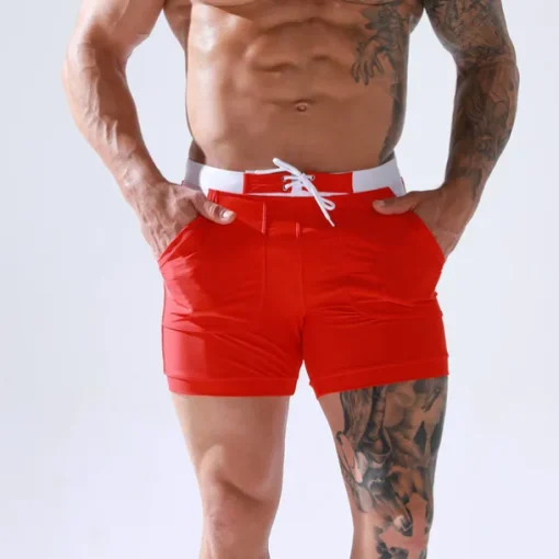 Men's Swim Trunks Swim Shorts Board Shorts Bathing Suit Drawstring Mesh Lining with Pockets Swimming Surfing Beach Water Sports Solid Colored Summer