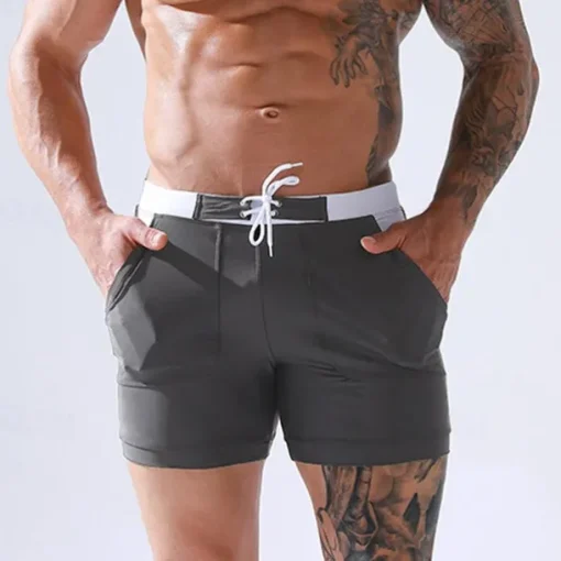 Men's Swim Trunks Swim Shorts Board Shorts Bathing Suit Drawstring Mesh Lining with Pockets Swimming Surfing Beach Water Sports Solid Colored Summer