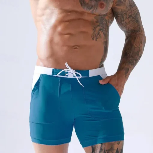 Men's Swim Trunks Swim Shorts Board Shorts Bathing Suit Drawstring Mesh Lining with Pockets Swimming Surfing Beach Water Sports Solid Colored Summer