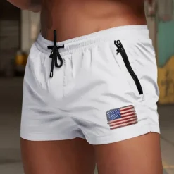 Men's Swim Trunks Swim Shorts Board Shorts National Flag Quick dry Breathable Drawstring with Mesh lining Elastic Waist Vacation Beach Hawaiian Casual White Light Green