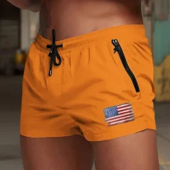 Men's Swim Trunks Swim Shorts Board Shorts National Flag Quick dry Breathable Drawstring with Mesh lining Elastic Waist Vacation Beach Hawaiian Casual White Light Green