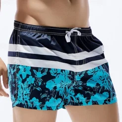 Men's Swim Trunks Swim Shorts Quick Dry Lightweight Board Shorts Bathing Suit with Pockets Drawstring Swimming Surfing Beach Water Sports Stripes Summer