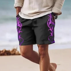 Men's Swim Trunks Swim Shorts 4-Way Stretch Fabric Board Shorts Bottoms Drawstring with Pockets Swimming Surfing Beach Water Sports Tropical Printed Summer Spring