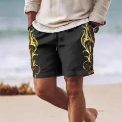 Men's Swim Trunks Swim Shorts 4-Way Stretch Fabric Board Shorts Bottoms Drawstring with Pockets Swimming Surfing Beach Water Sports Tropical Printed Summer Spring