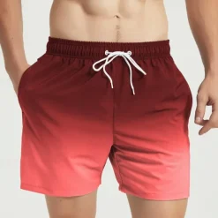 Men's Swim Trunks Swim Shorts Board Shorts Bathing Suit Drawstring with Pockets Swimming Surfing Beach Water Sports Gradient Summer Spring