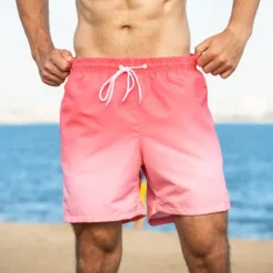 Men's Swim Trunks Swim Shorts Board Shorts Bathing Suit Drawstring with Pockets Swimming Surfing Beach Water Sports Gradient Summer Spring