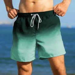 Men's Swim Trunks Swim Shorts Board Shorts Bathing Suit Drawstring with Pockets Swimming Surfing Beach Water Sports Gradient Summer Spring