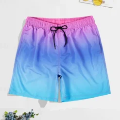 Men's Swim Trunks Swim Shorts Board Shorts Bathing Suit Drawstring with Pockets Swimming Surfing Beach Water Sports Gradient Summer Spring