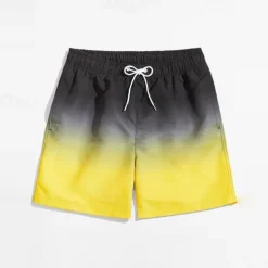 Men's Swim Trunks Swim Shorts Board Shorts Bathing Suit Drawstring with Pockets Swimming Surfing Beach Water Sports Gradient Summer Spring