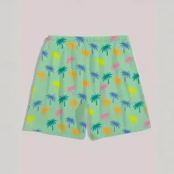 Men's Swim Trunks Swim Shorts 4-Way Stretch Fabric Board Shorts Bottoms Drawstring with Pockets Swimming Surfing Beach Water Sports Tropical Printed Summer Spring