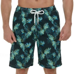 Men's Swim Trunks Swim Shorts Board Shorts Bathing Suit Drawstring with Pockets Swimming Surfing Beach Water Sports Tropical Printed Summer Spring