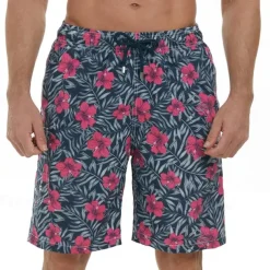 Men's Swim Trunks Swim Shorts Board Shorts Bathing Suit Drawstring with Pockets Swimming Surfing Beach Water Sports Tropical Printed Summer Spring