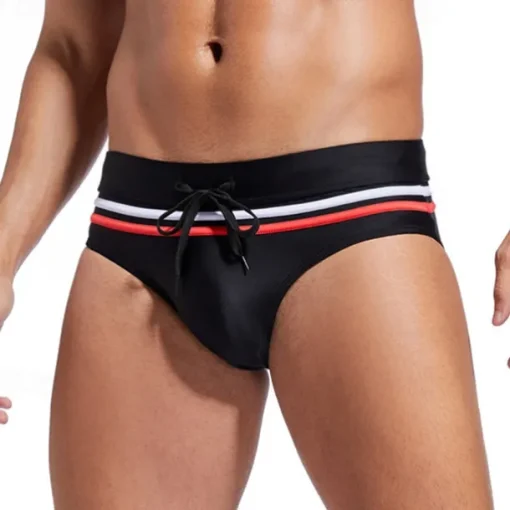Men's Swim Trunks Swim Shorts Swimwear Bottoms Drawstring Swimming Surfing Beach Water Sports Stripes Patchwork Summer Spring