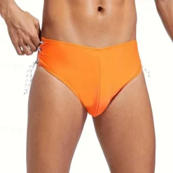 Men's Swim Trunks Swim Shorts Swimwear Bottoms Drawstring Swimming Surfing Beach Water Sports Solid Colored Summer Spring