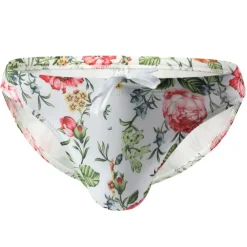 Men's Swimwear Swim Briefs Swim Thong Drawstring Trees / Leaves Flower / Plants Breathable Soft Simple Yellow Pink