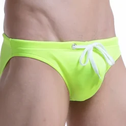 Men's Swimwear Swim Briefs Swim Thong Drawstring Plain Breathable Soft Simple Black Red