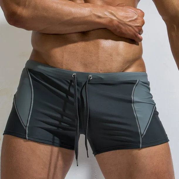 Men's Swimwear Swim Shorts Swim Trunks Lace up Drawstring Color Block Quick Dry Holiday Swimming Pool Sporty Basic Light Blue Red