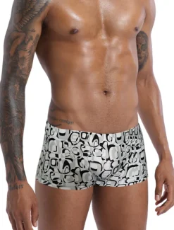 Men's Swimwear Swim Trunks Swim Briefs Print Color Block Breathable Soft Daily Wear Weekend Stylish Simple Blue Purple