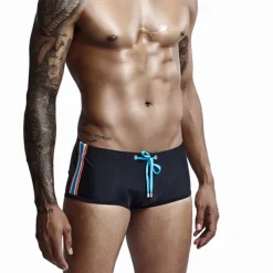 Men's Swimwear Swim Trunks Swim Briefs Drawstring Elastic Waist Plain Breathable Soft Outdoor Casual Daily Hawaiian Stylish White Red Micro-elastic