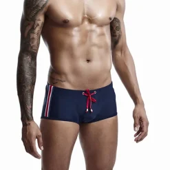 Men's Swimwear Swim Trunks Swim Briefs Drawstring Elastic Waist Plain Breathable Soft Outdoor Casual Daily Hawaiian Stylish White Red Micro-elastic