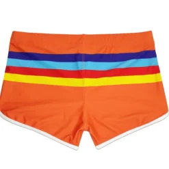 Men's Swimwear Swim Trunks Swim Briefs Print Stripe Antibacterial Leak Proof Beach Swimming Pool Fashion Simple Blue Orange Micro-elastic