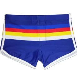 Men's Swimwear Swim Trunks Swim Briefs Print Stripe Antibacterial Leak Proof Beach Swimming Pool Fashion Simple Blue Orange Micro-elastic