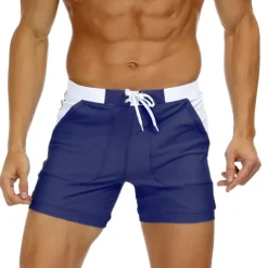 Men's Swimwear Swim Trunks Swim Briefs Drawstring Elastic Waist Color Block Breathable Soft Outdoor Casual Daily Hawaiian Stylish Black Red Micro-elastic