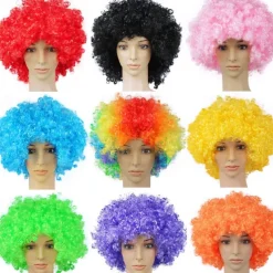 Men's Synthetic Afro Wig with Bangs Short Rainbow Colors Dark Gold Orange Black White Synthetic Hair for Carnival