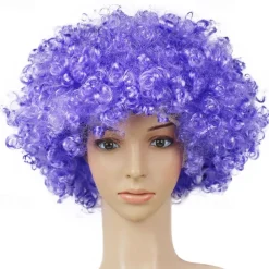 Men's Synthetic Afro Wig with Bangs Short Rainbow Colors Dark Gold Orange Black White Synthetic Hair for Carnival