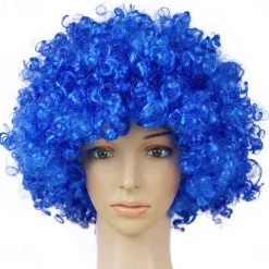 Men's Synthetic Afro Wig with Bangs Short Rainbow Colors Dark Gold Orange Black White Synthetic Hair for Carnival