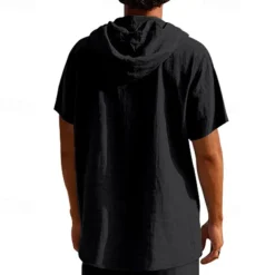 Men's T Shirt Henley Shirt Tee Short Sleeve Shirt Short Sleeve Hooded Summer Spring Plain Fashion Designer Basic Buttons Vacation Street Going out Black White Yellow Top Tee for Men